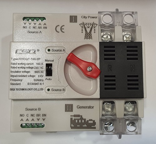 2P 100A Din Rail Mount Automatic Transfer Switch